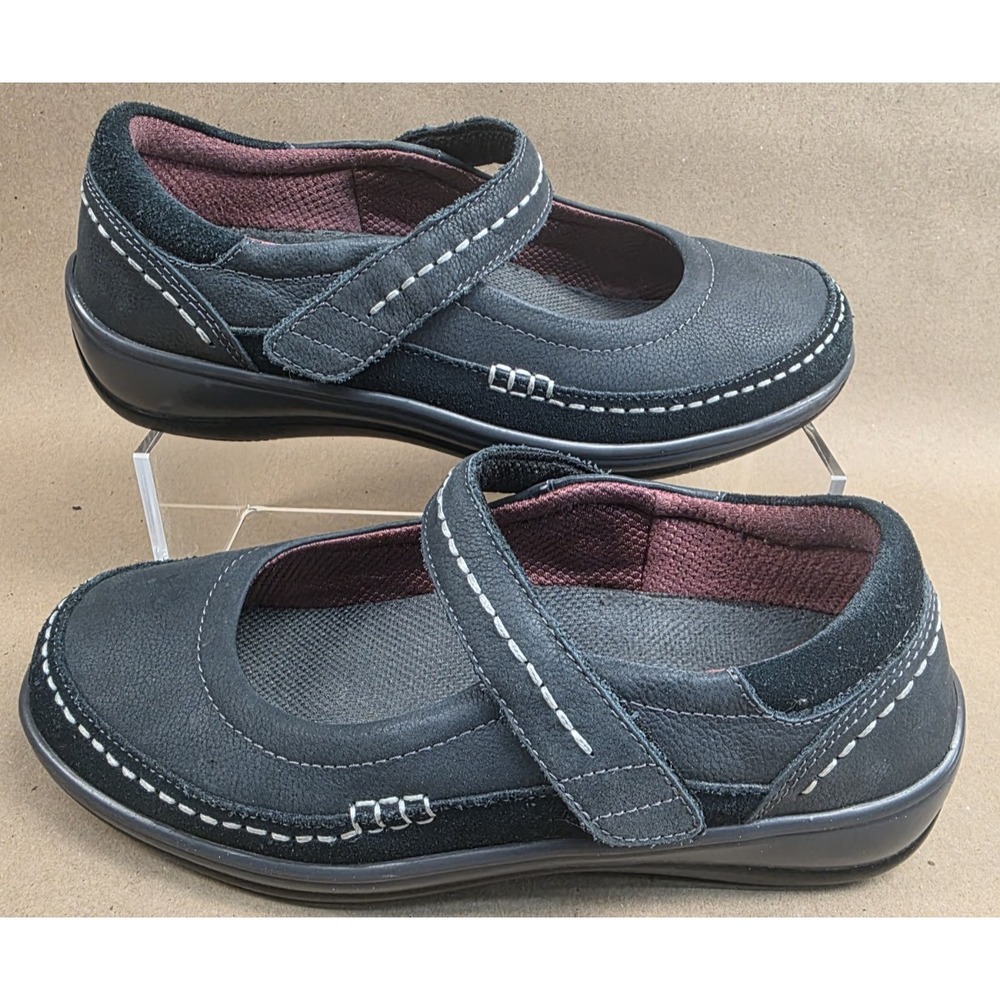 Orthofeet (Sz 6.5 2E) Athens 863 Leather Mary Jane Shoes Blue Women X-Wide